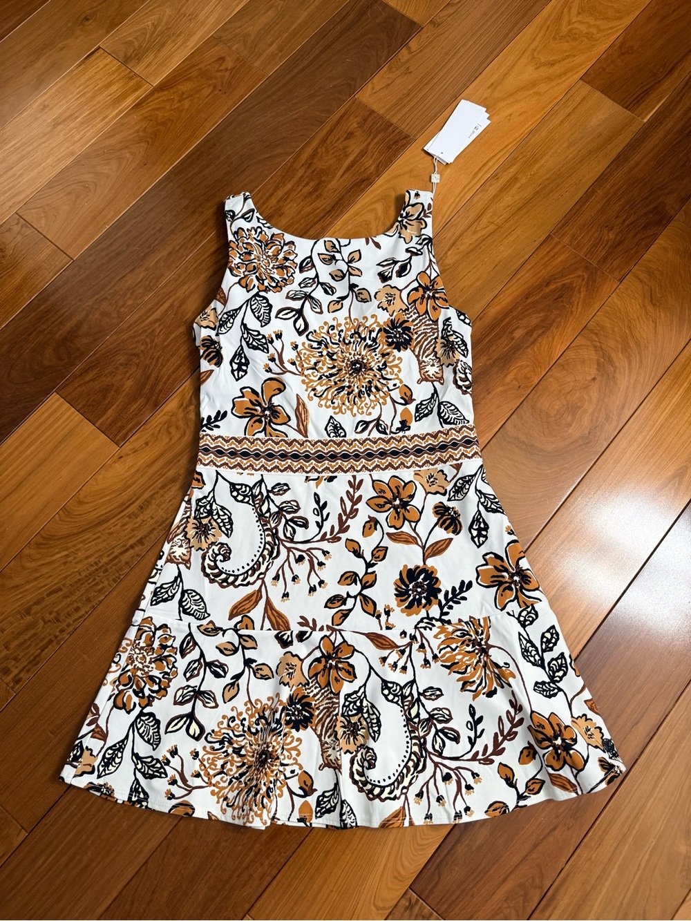 Lilly Pulitzer White Floral Sundress with Mustard and Black Print
